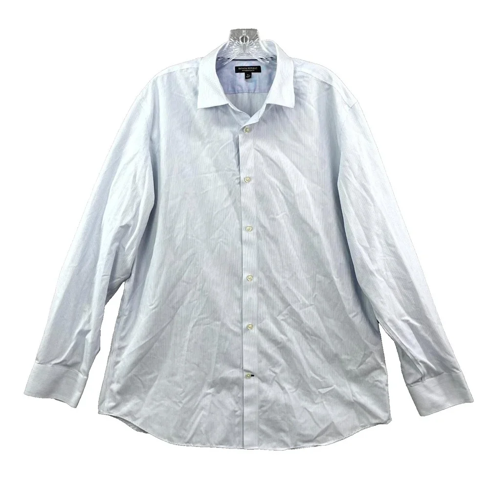 Banana Republic Dress Shirt Men XL 17-17.5 Stripe Slim Fit Classic Office Career